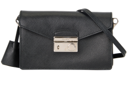 Mini Flap Bag, Saffiano, Black, MII/3, CL/K, 2*